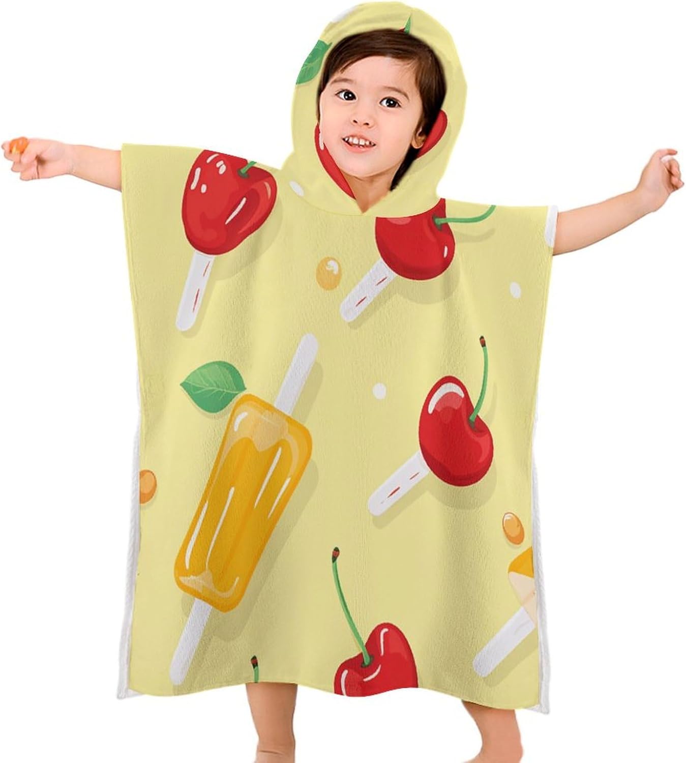 Kids Bath Towel with Hood Summer Fruit Pattern