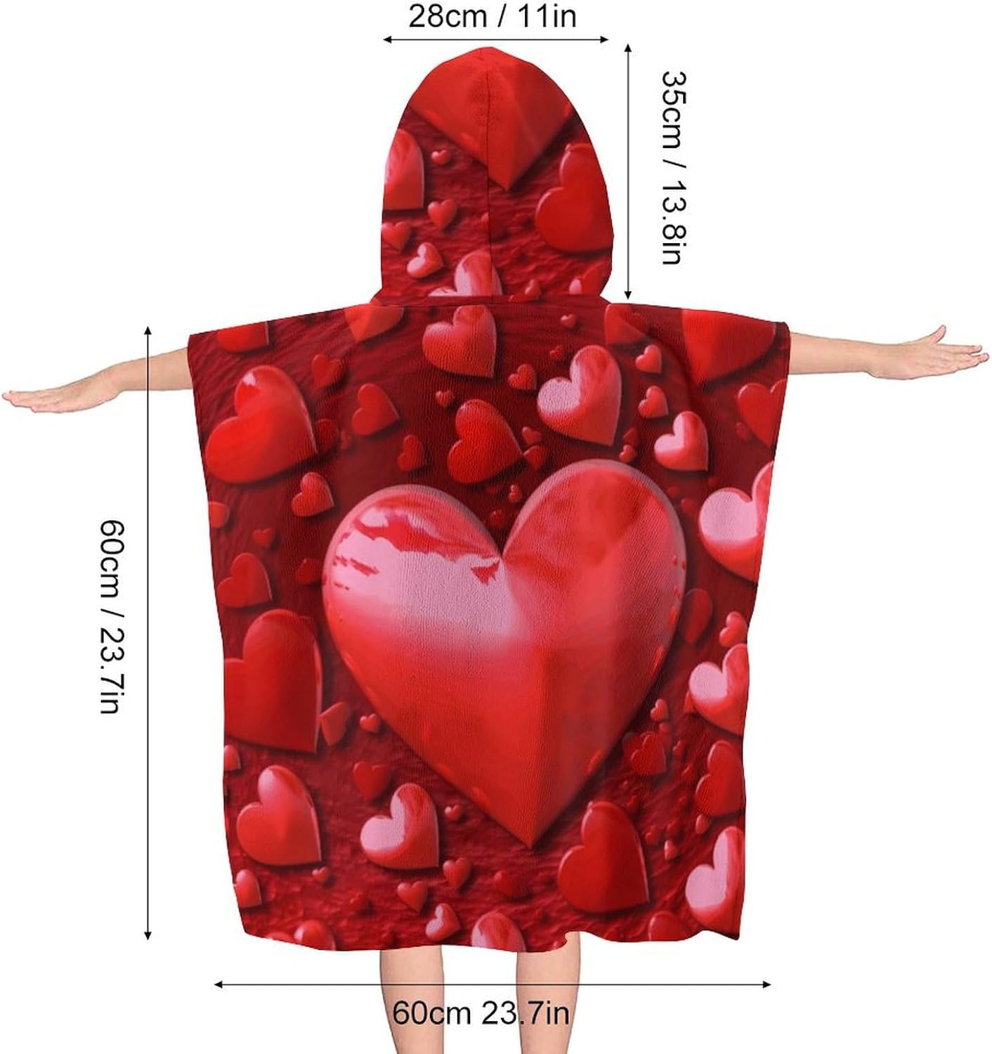 Kids Hooded Towel with Love Print