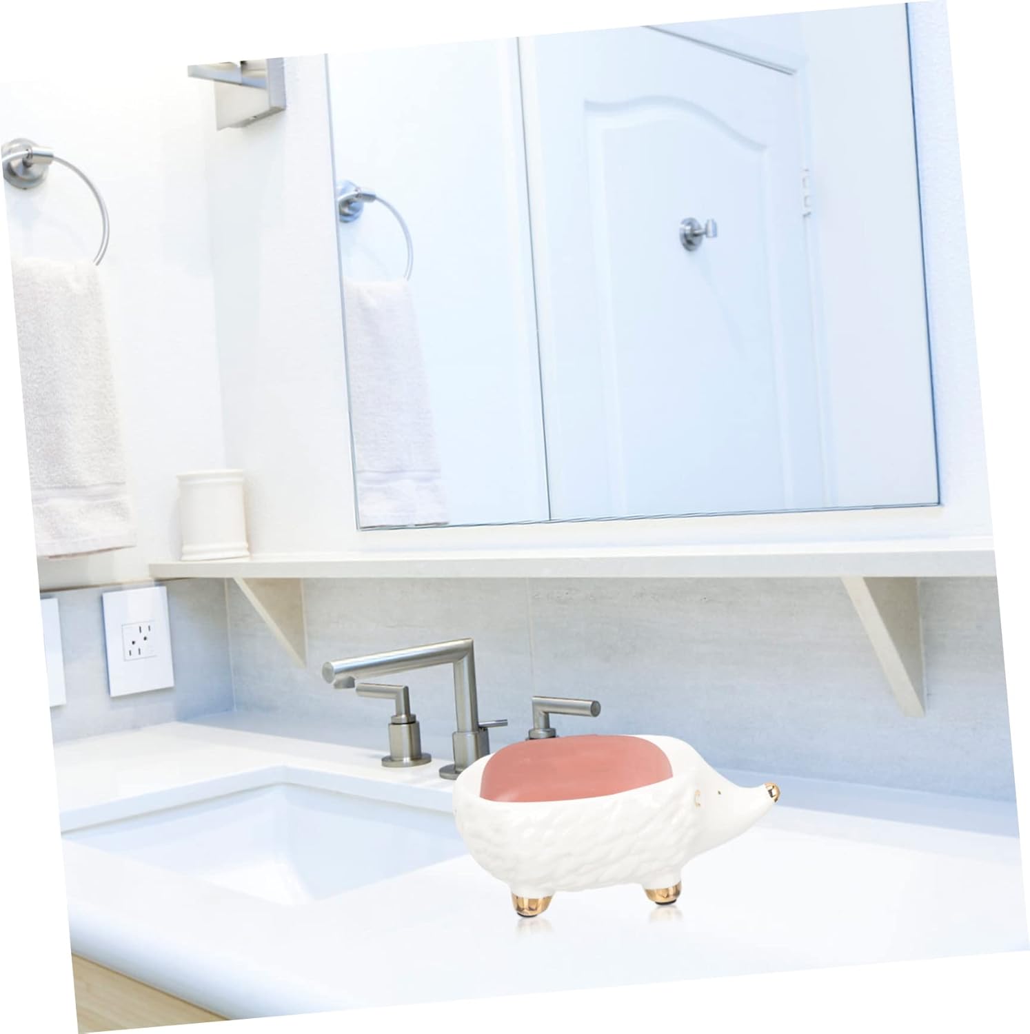 Cute Ceramic Hedgehog Soap Dish Bathroom Accessory Holder