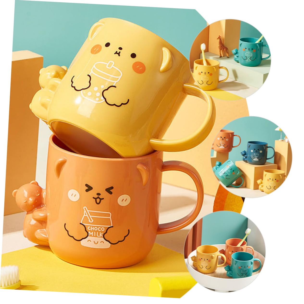 Mobestech Cute Simple Bath Mug for Kids Toothbrush Cup