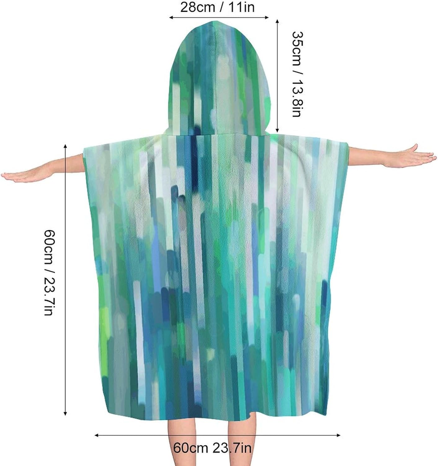 Kids Hooded Bath Towel with White Stripe Design