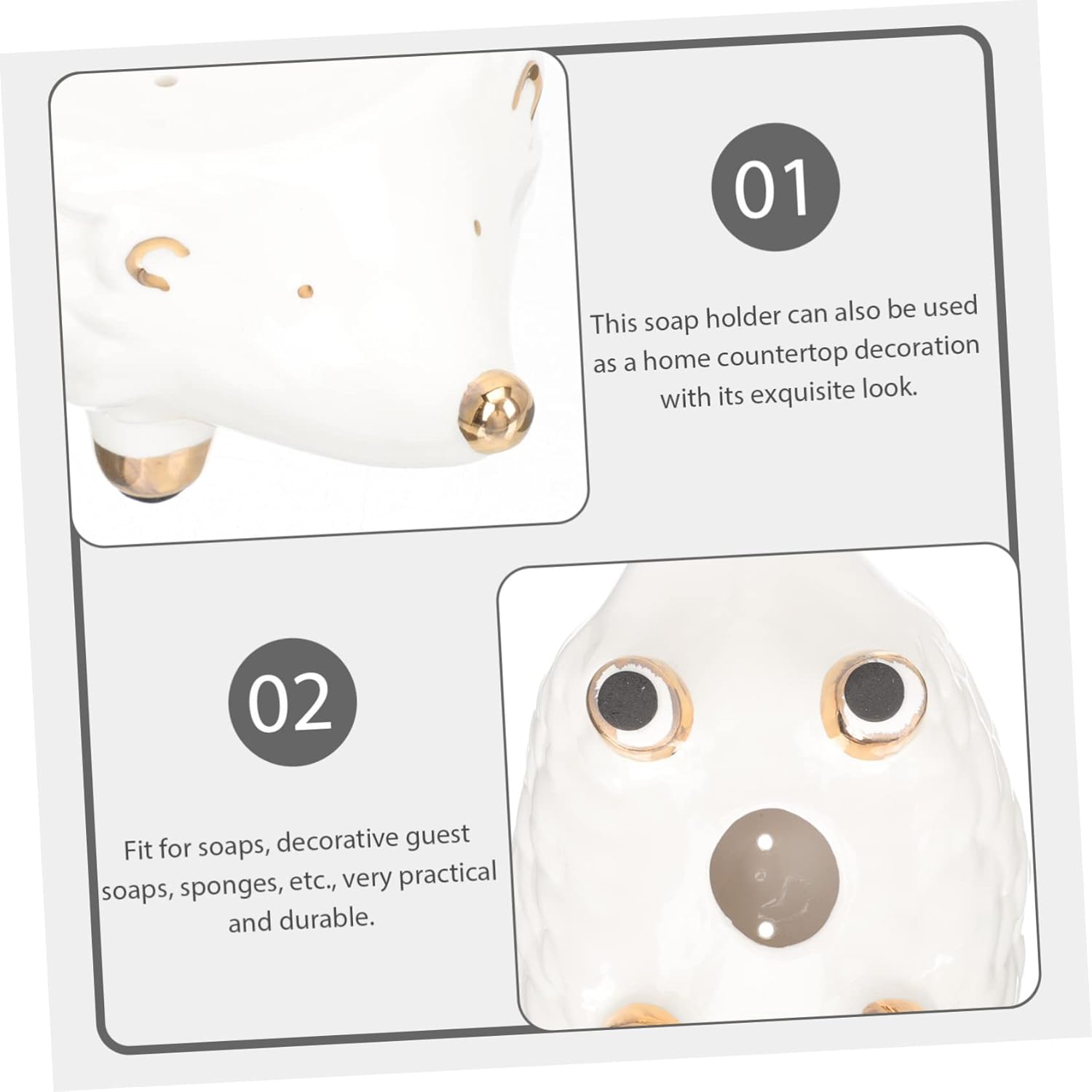 Ciieeo Hedgehog Ceramic Soap Holder Cute Cartoon Animal Bathroom Sink Storage