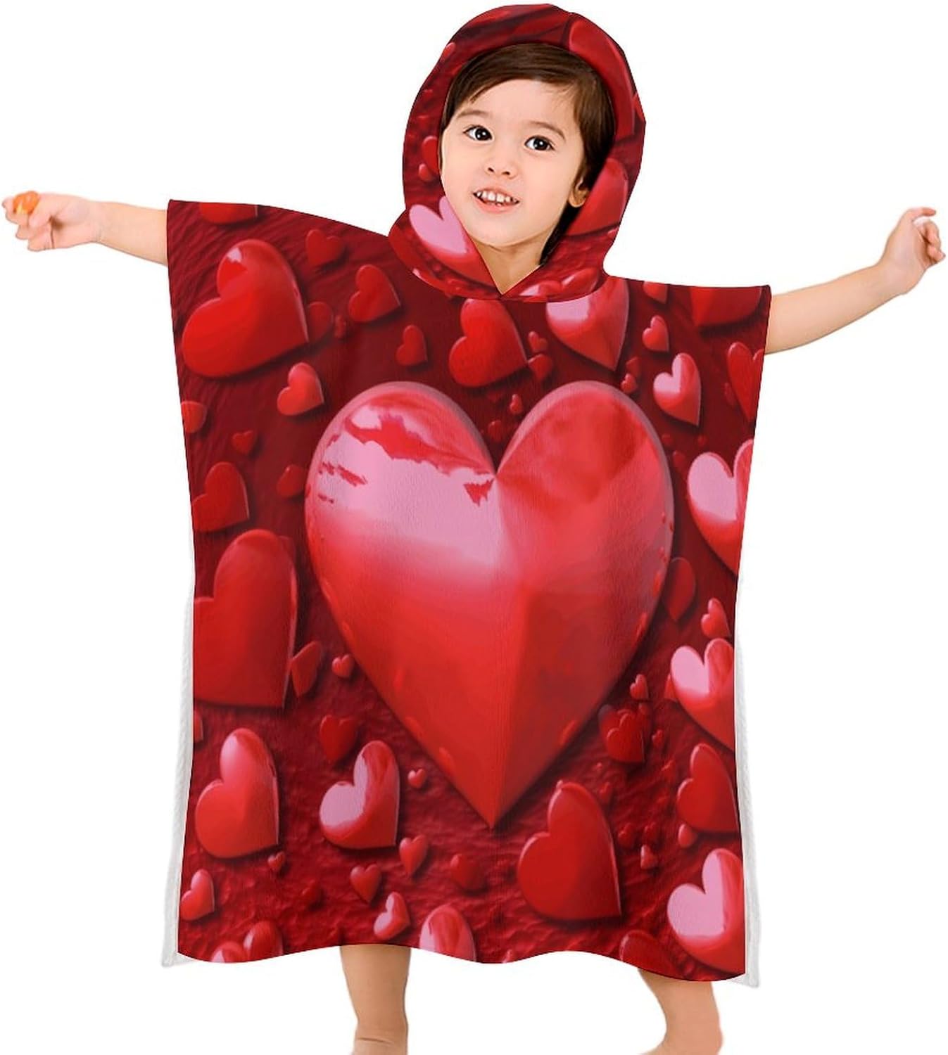 Kids Hooded Towel with Love Print