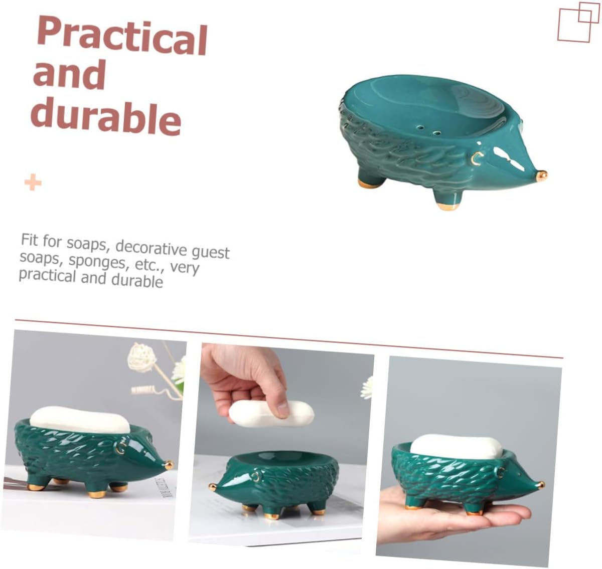 ABOOFAN Cartoon Hedgehog Soap Holder Ceramic Tray