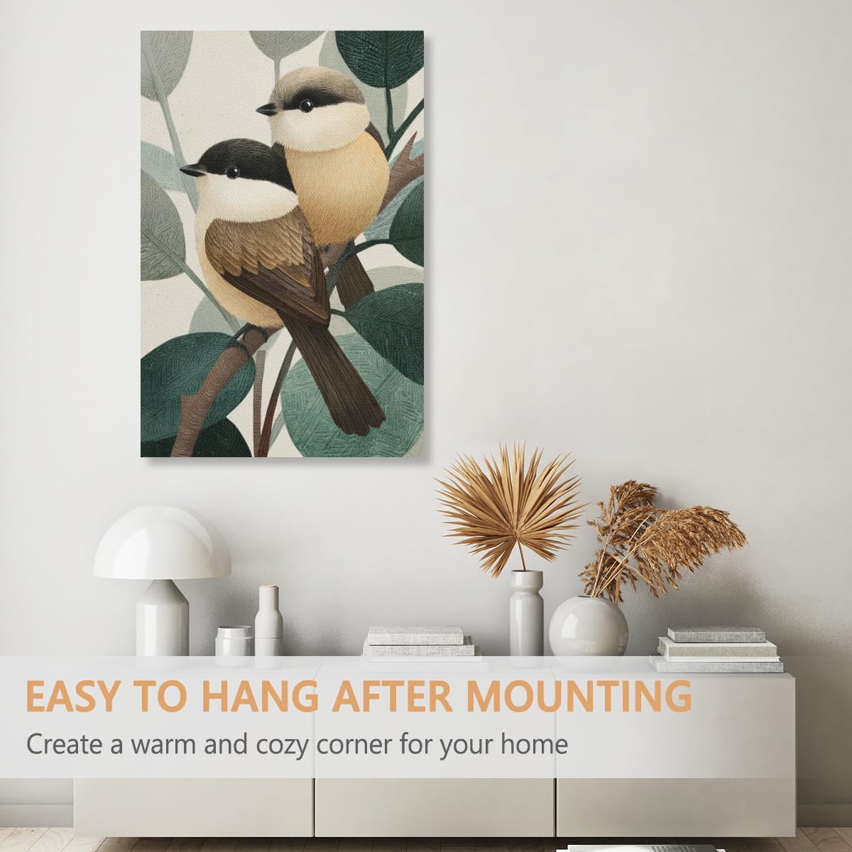 JKQUTZPUE Unframed Canvas Art Two Birds Facing Each Other