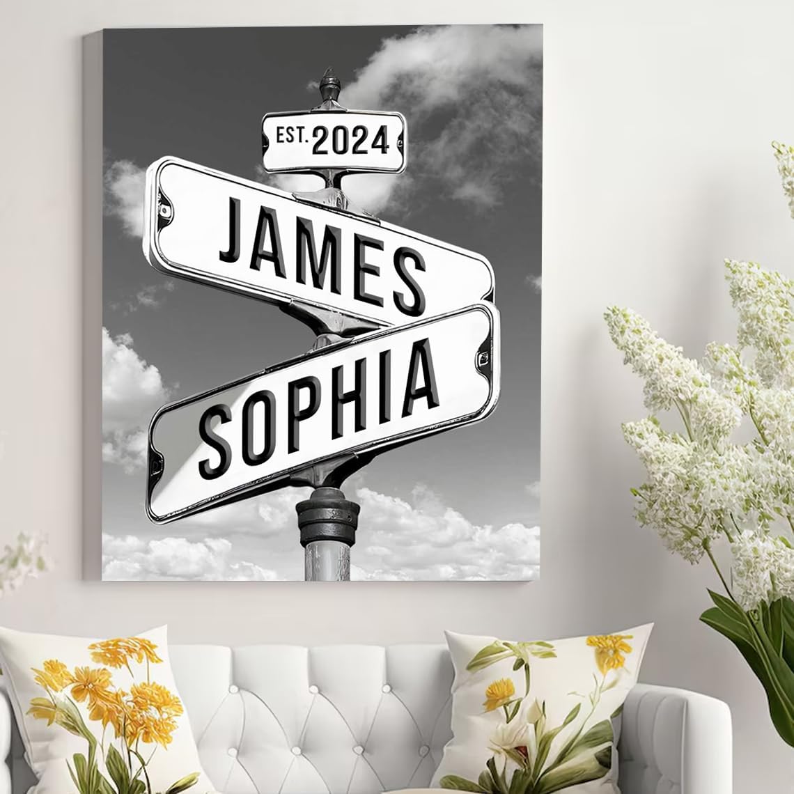 Personalized Couples Street Sign Canvas With Names