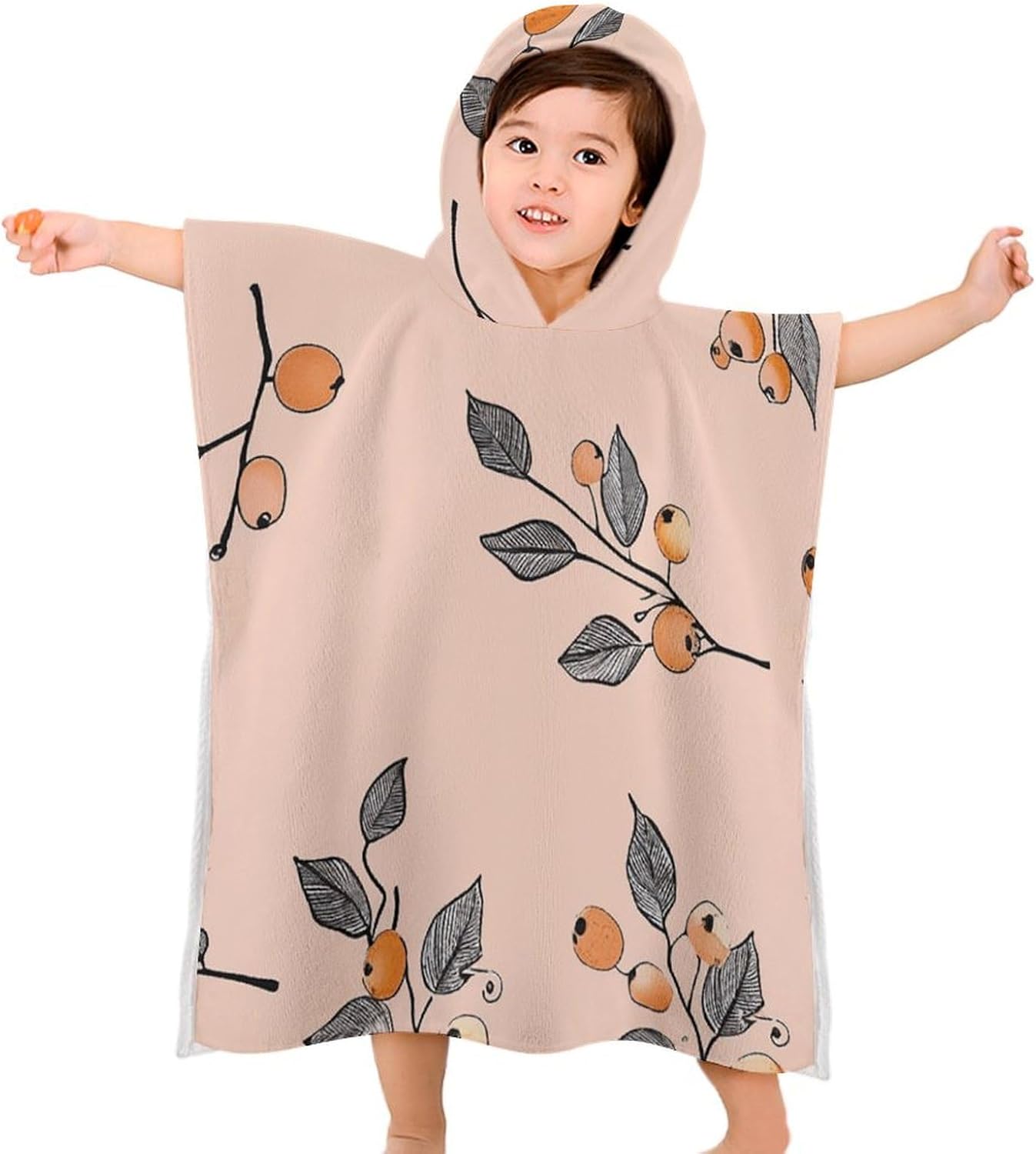 Kids Hooded Pool Towel with Soft Berries Print