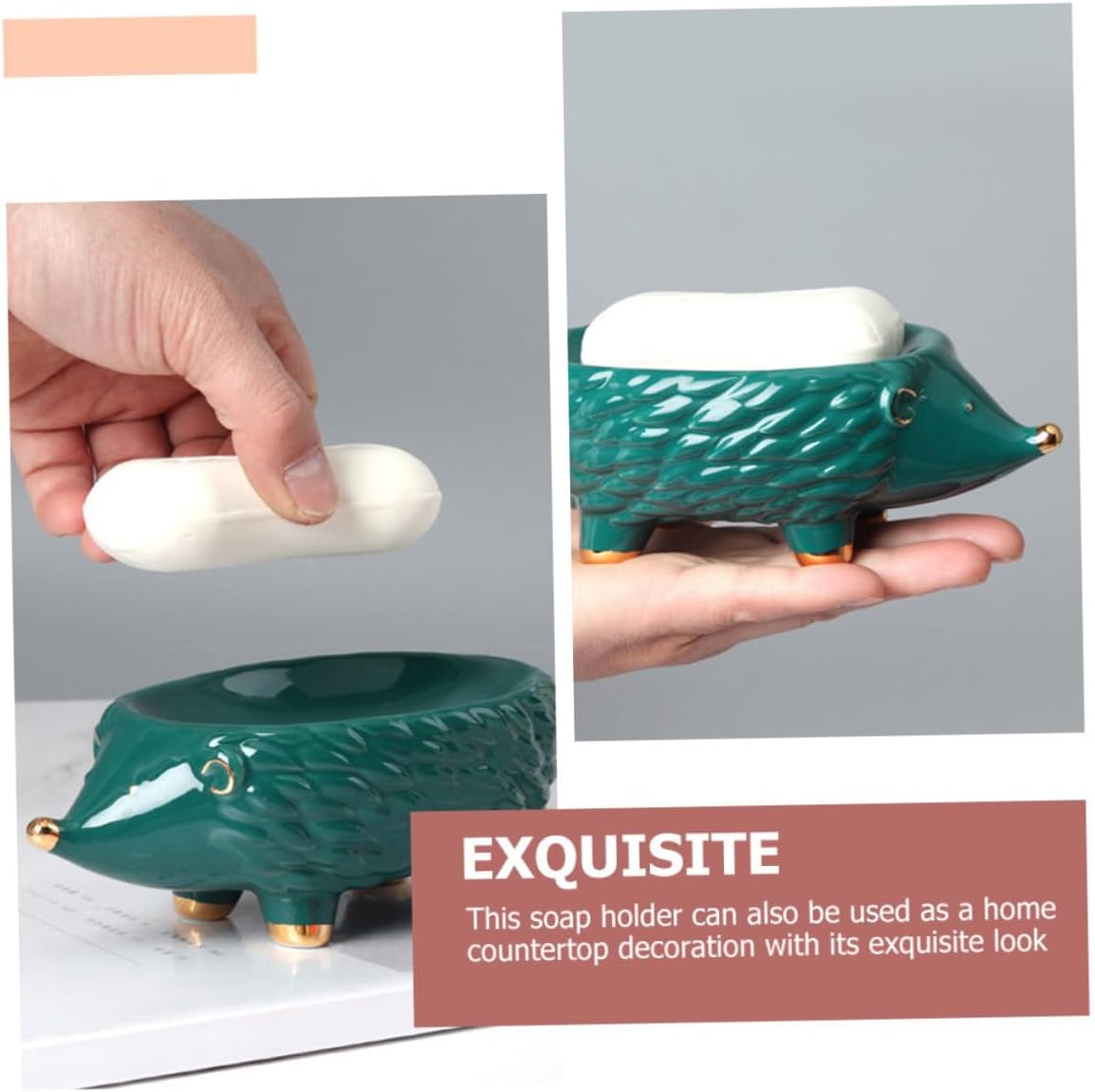 VOSAREA Ceramic Hedgehog Soap Holder Cute Cartoon Bathroom Accessory