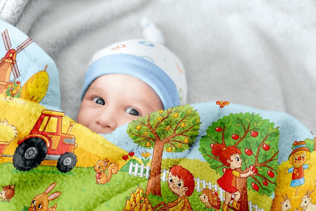 Khelo Kids Bath Towels Farm Animals Cotton 30x55 Inches