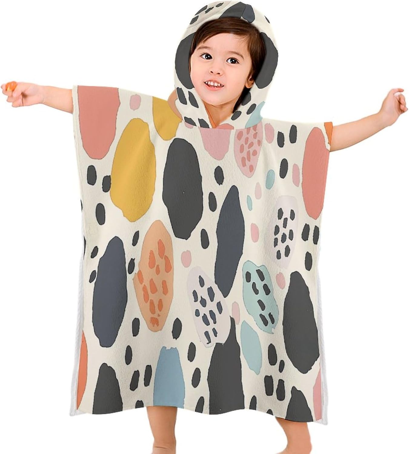 Kids Hooded Bath Towel with Dots and Circles