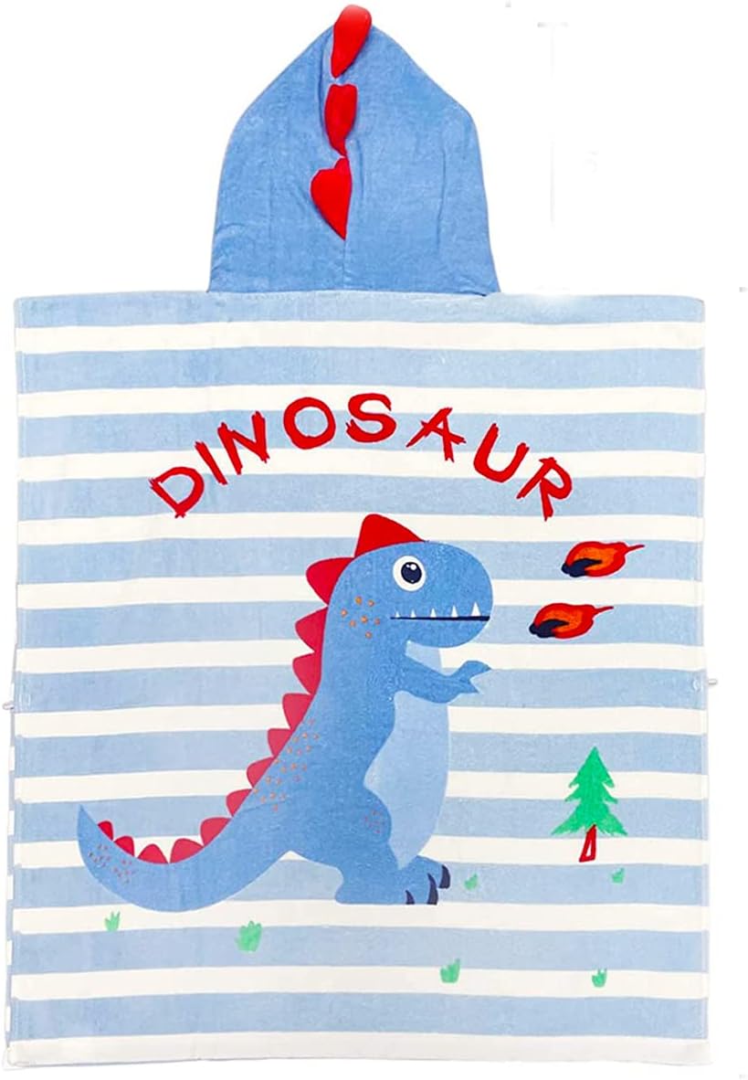Kids Hooded Beach Towel Poncho with Animal Pattern