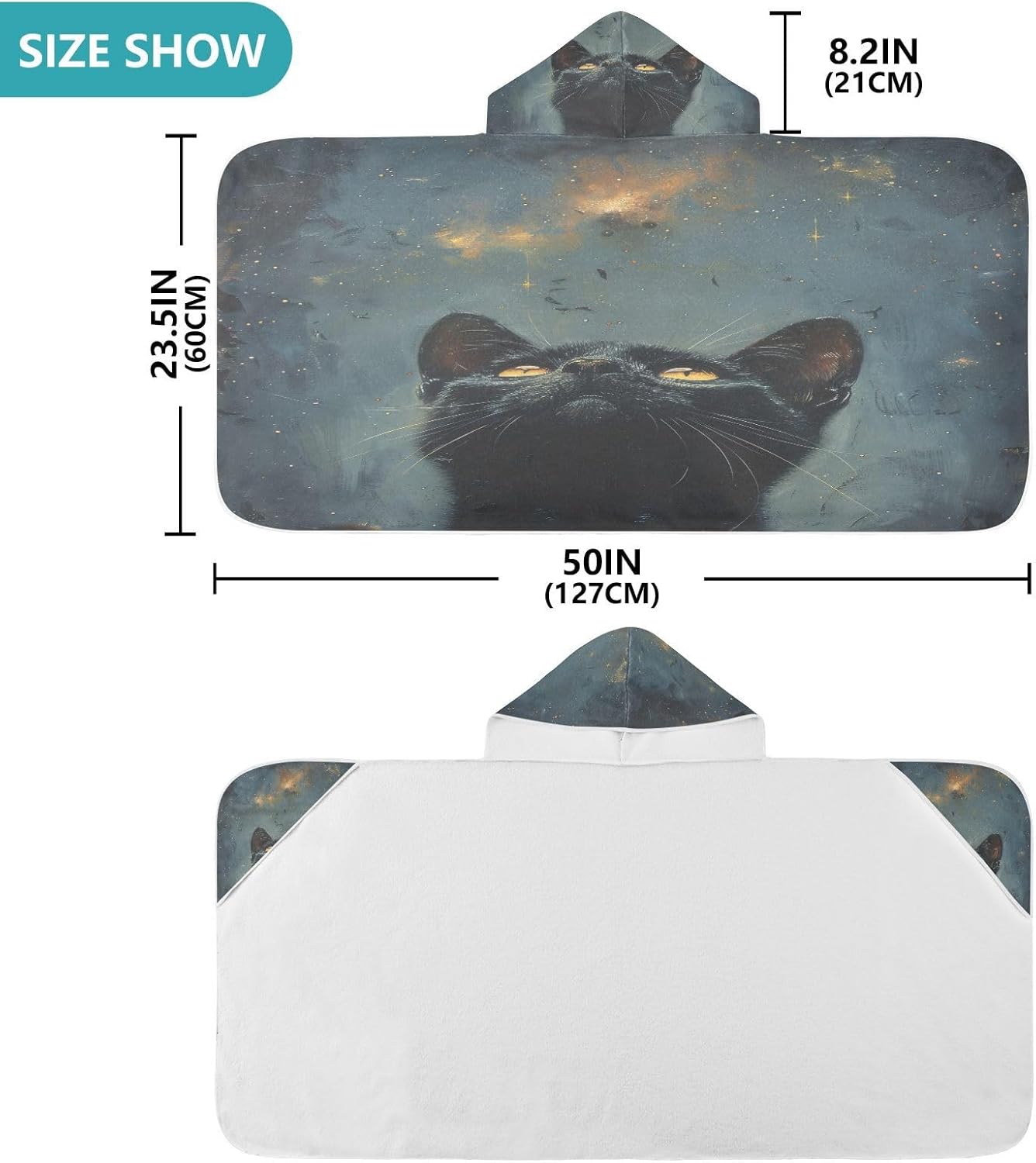 Cat Starry Sky Hooded Towel for Kids