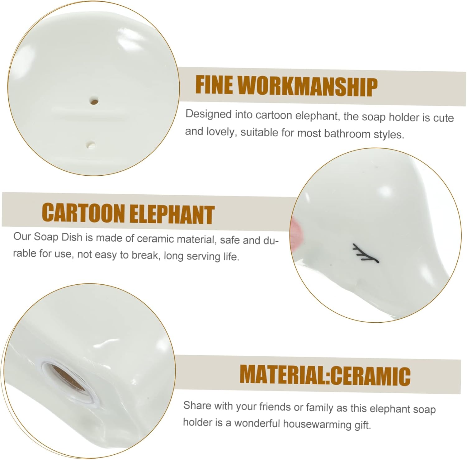 Cute Elephant Ceramic Soap Dish Holder