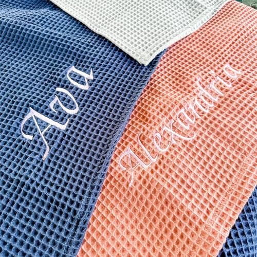Kids Waffle Beach Towel Poncho with Custom Embroidery