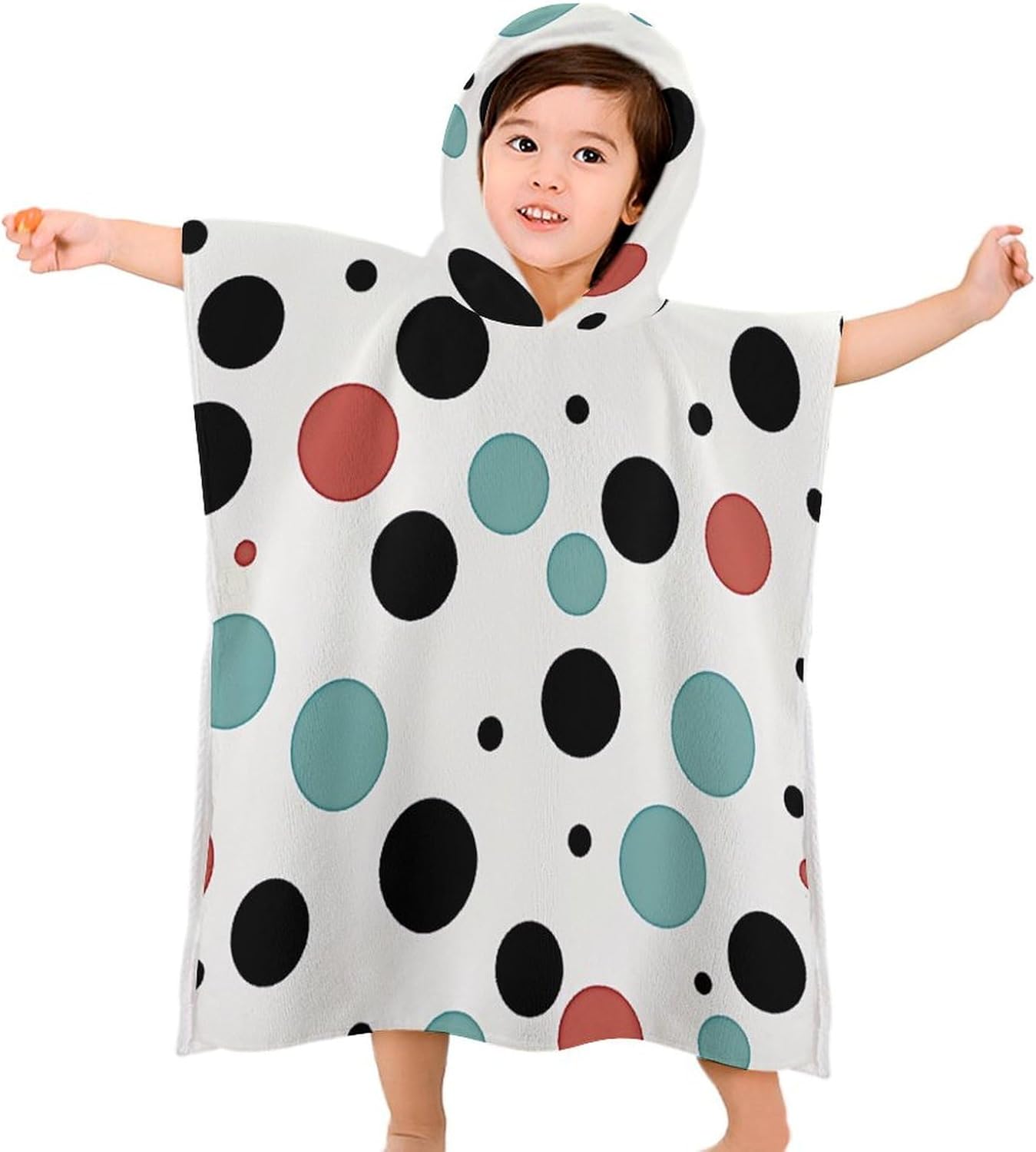 Kids Hooded Bath Towel with Polka Dot Print