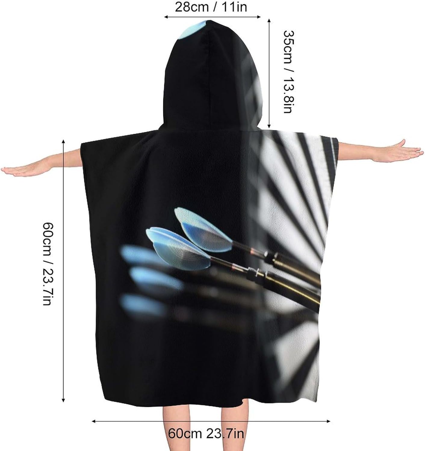 Kids Hooded Towel with Darts Arrows Print