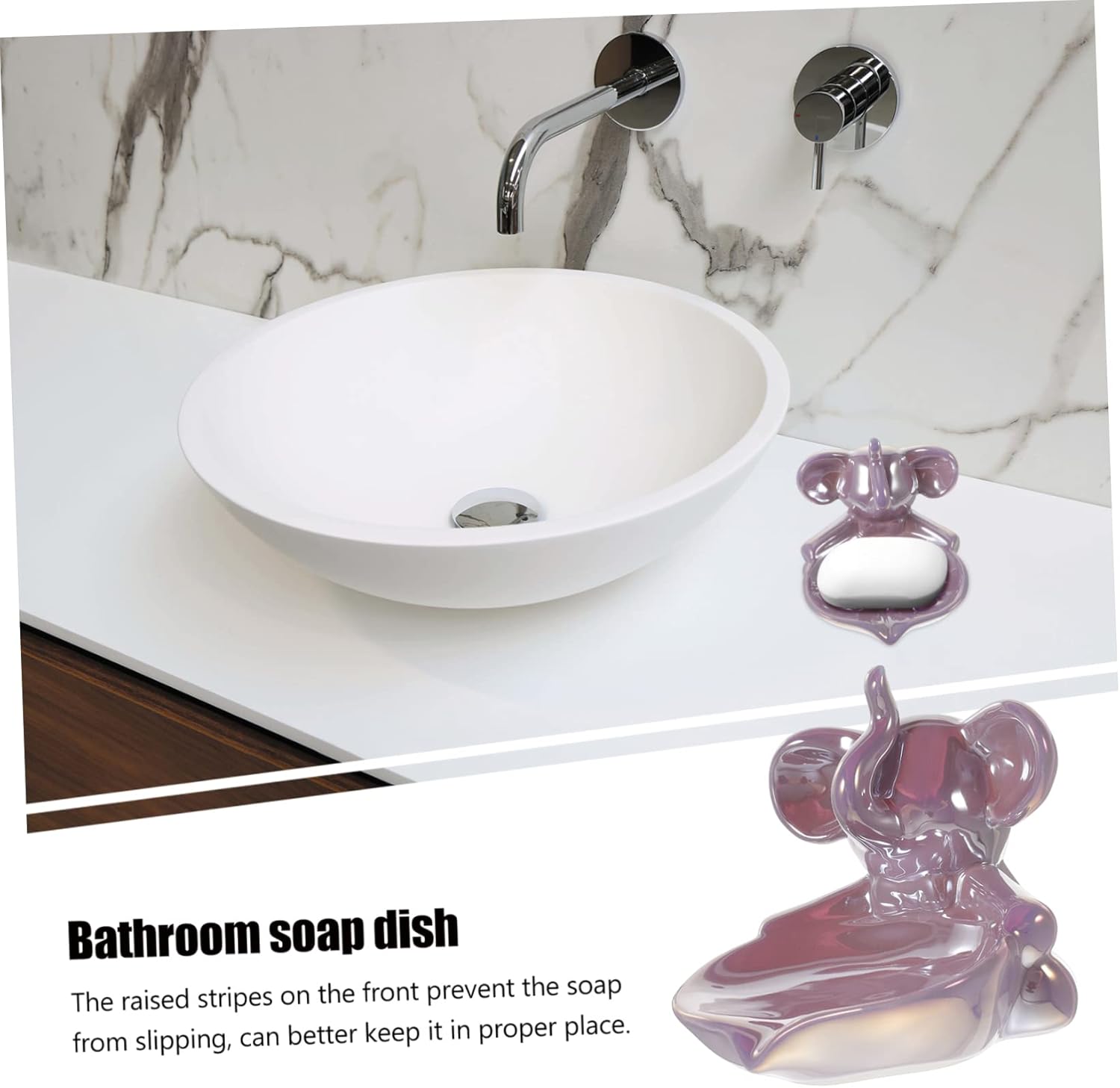 Ciieeo Ceramic Soap Dish with Drainage for Kids