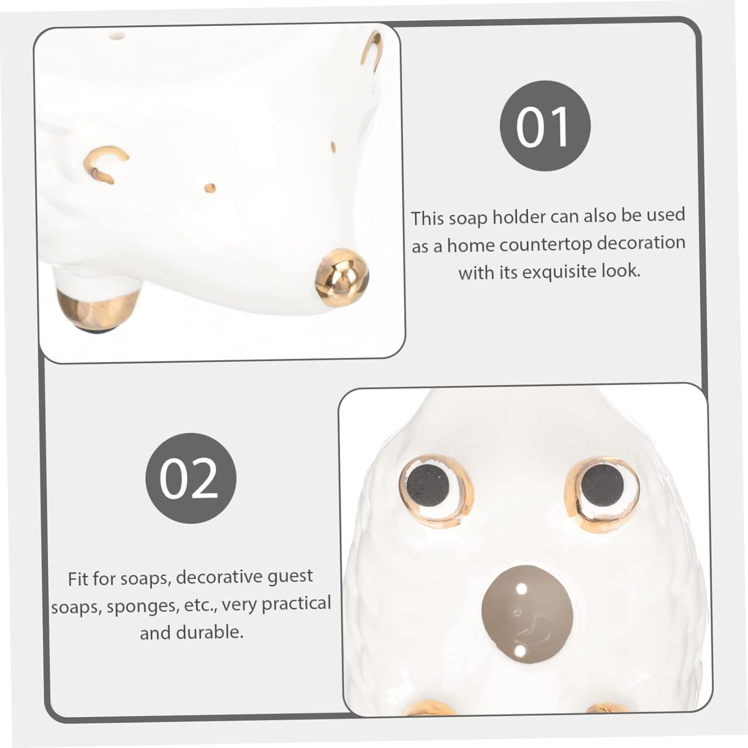 Ciieeo Hedgehog Shape Ceramic Soap Holder Bathroom Decor