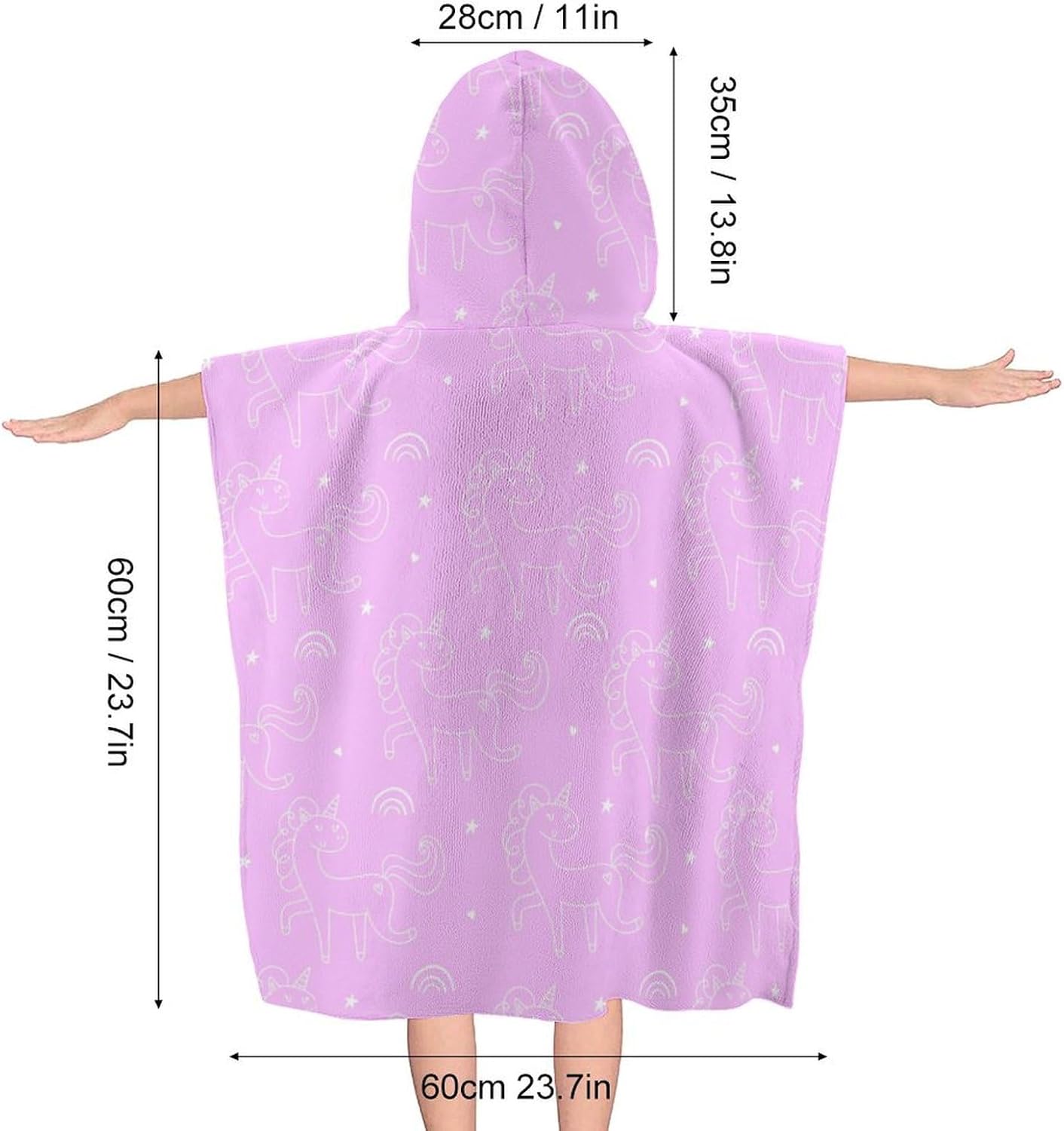 Custom Pink Flower Unicorn Kids Hooded Bath Towel Personalized Name