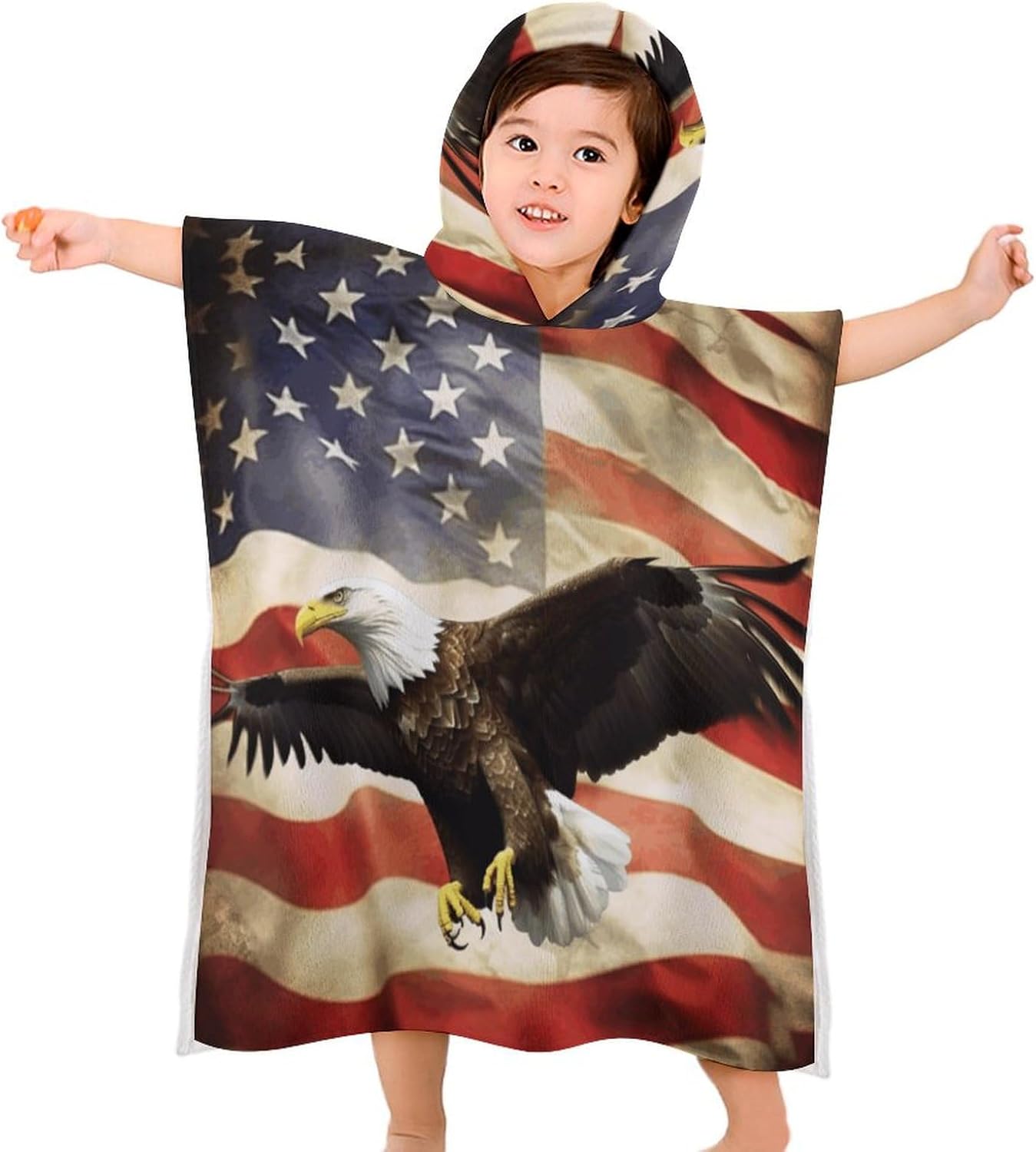 Kids Hooded Beach Towel with Eagle Print