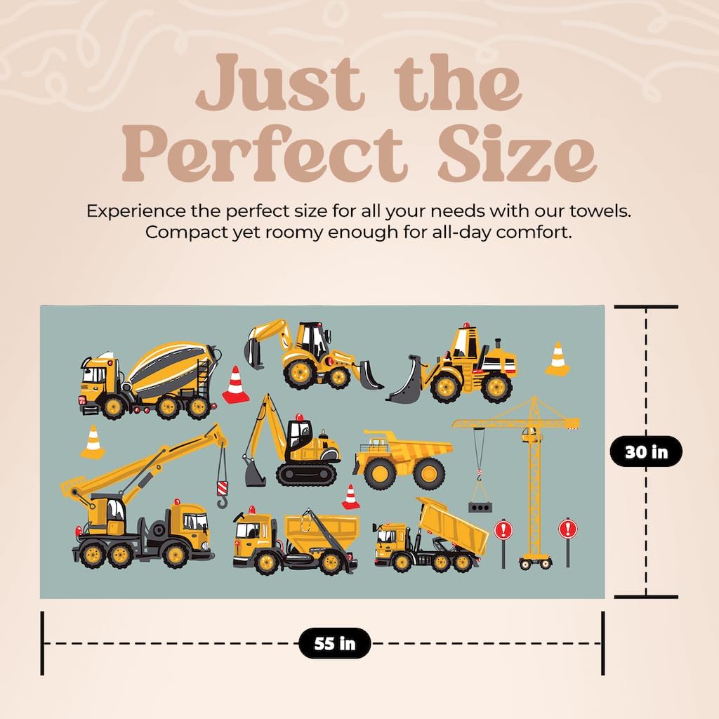 Khelo Kids Bath Towels Construction Trucks Cotton Towel for Boys Girls Baby
