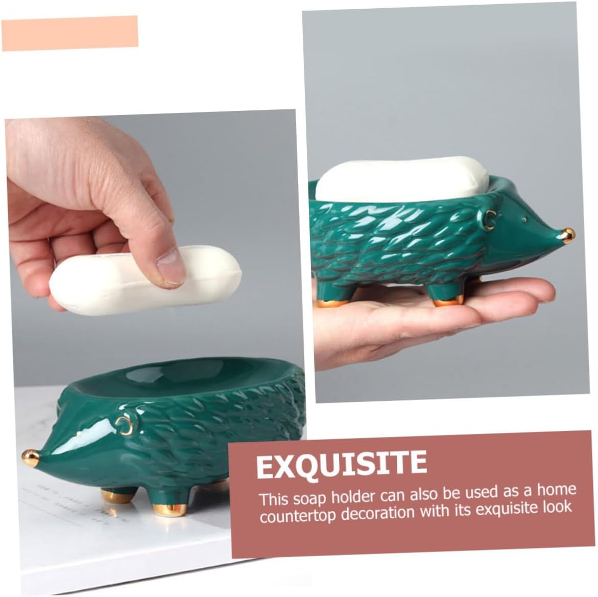 Hedgehog Shaped Ceramic Soap Holder for Bathroom