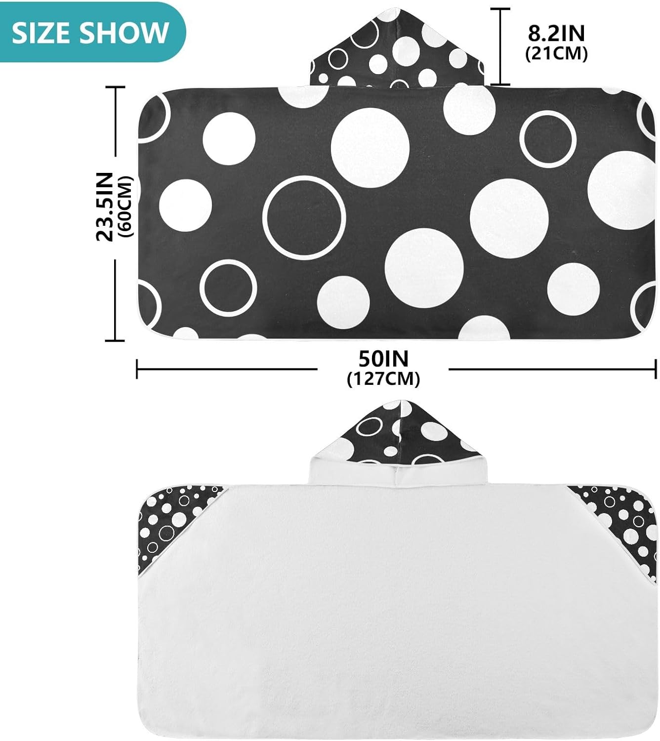 CHIFIGNO Kids Hooded Pool Towel with Polka Dots