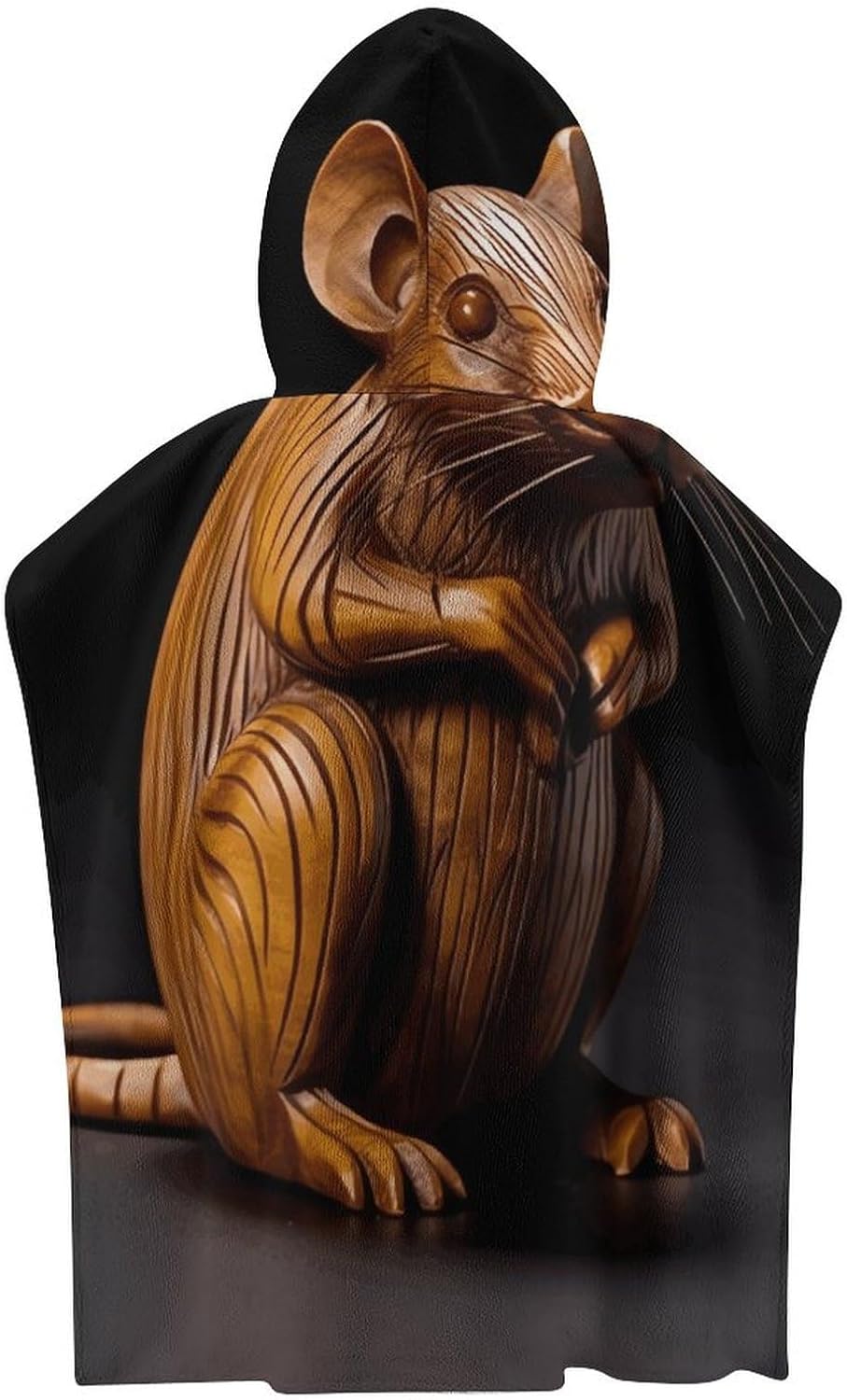 Wood Carving Mouse Kids Hooded Bath Towel