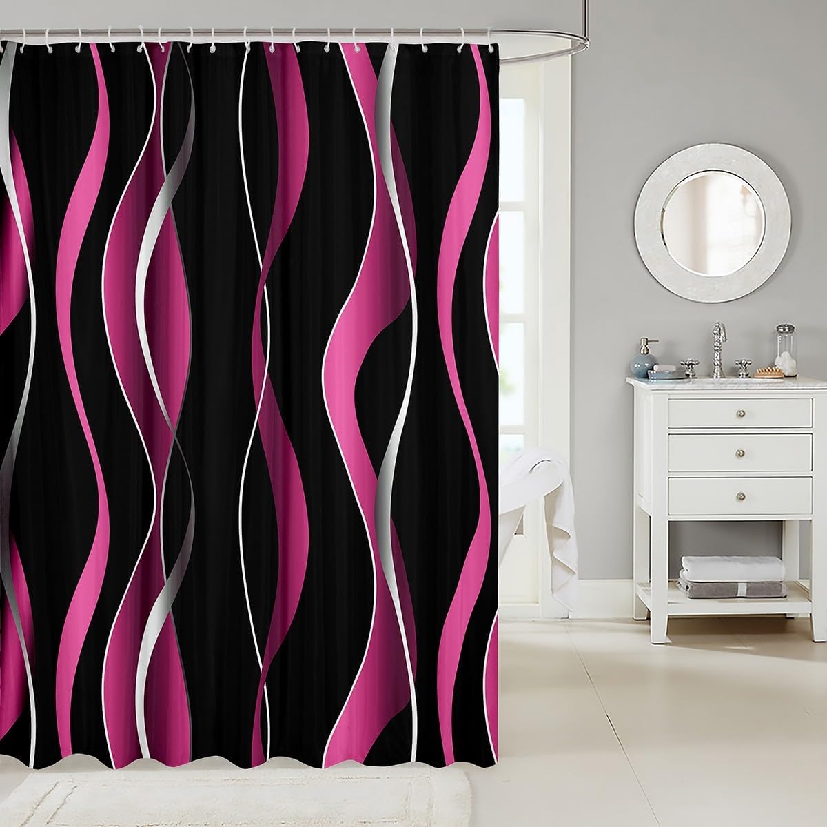 Feelyou Modern Abstract Art Stripe Shower Curtain Set