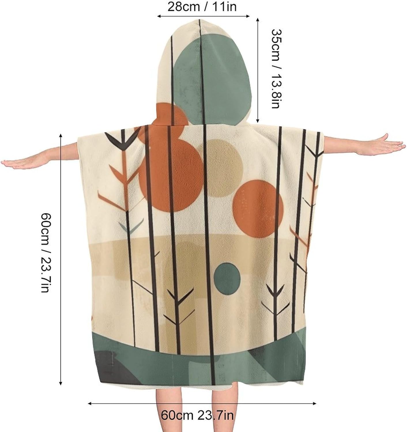 Kids Hooded Bath Towel with Circular Pattern
