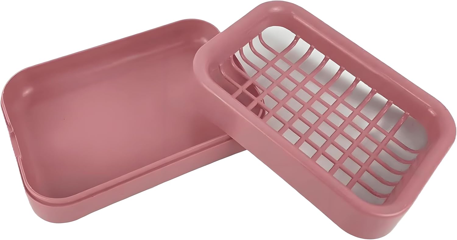 Square Soap Box with Removable Drainer Lid - Red Waterproof Compact Storage Case