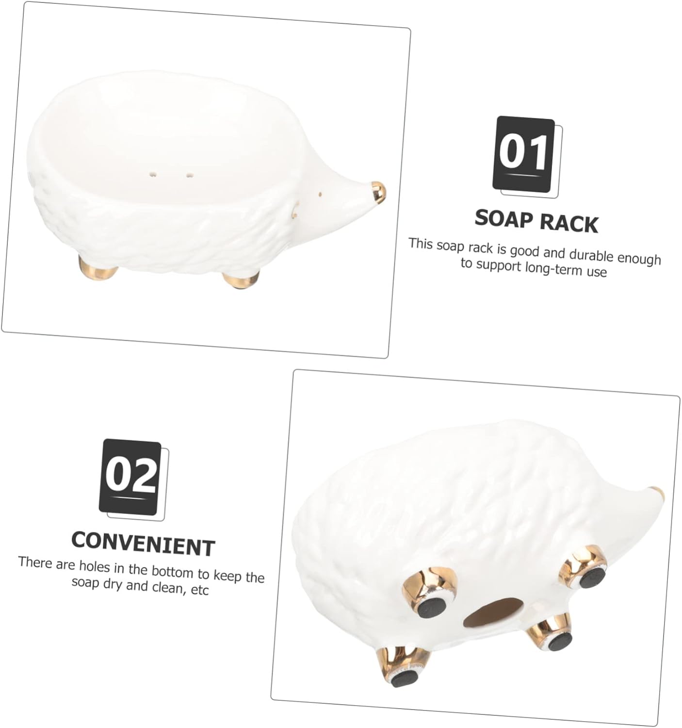 Hedgehog Shaped Ceramic Soap Holder for Kitchen Bathroom