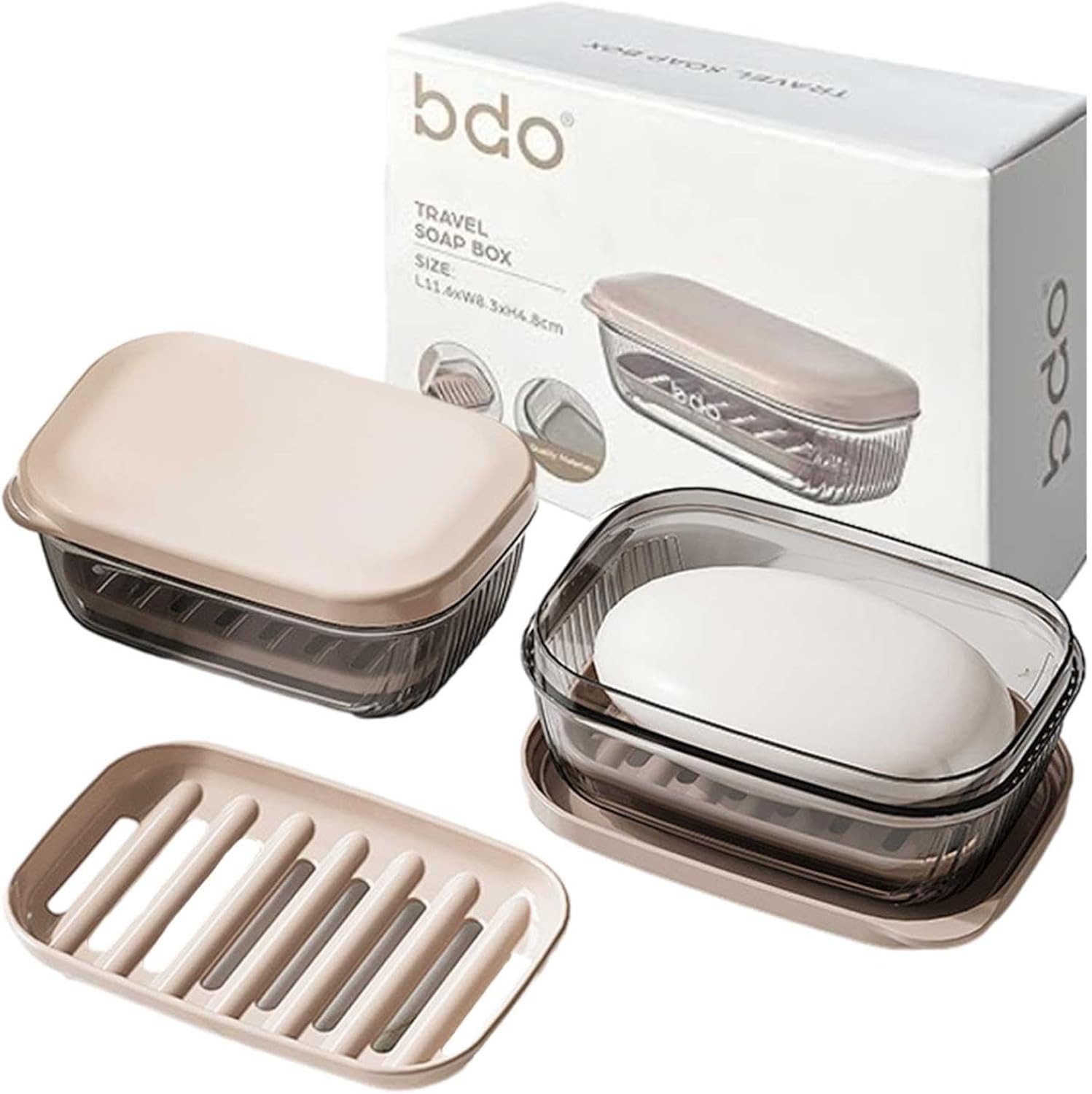 Leakproof Travel Soap Case with Lid and Drainage Tray