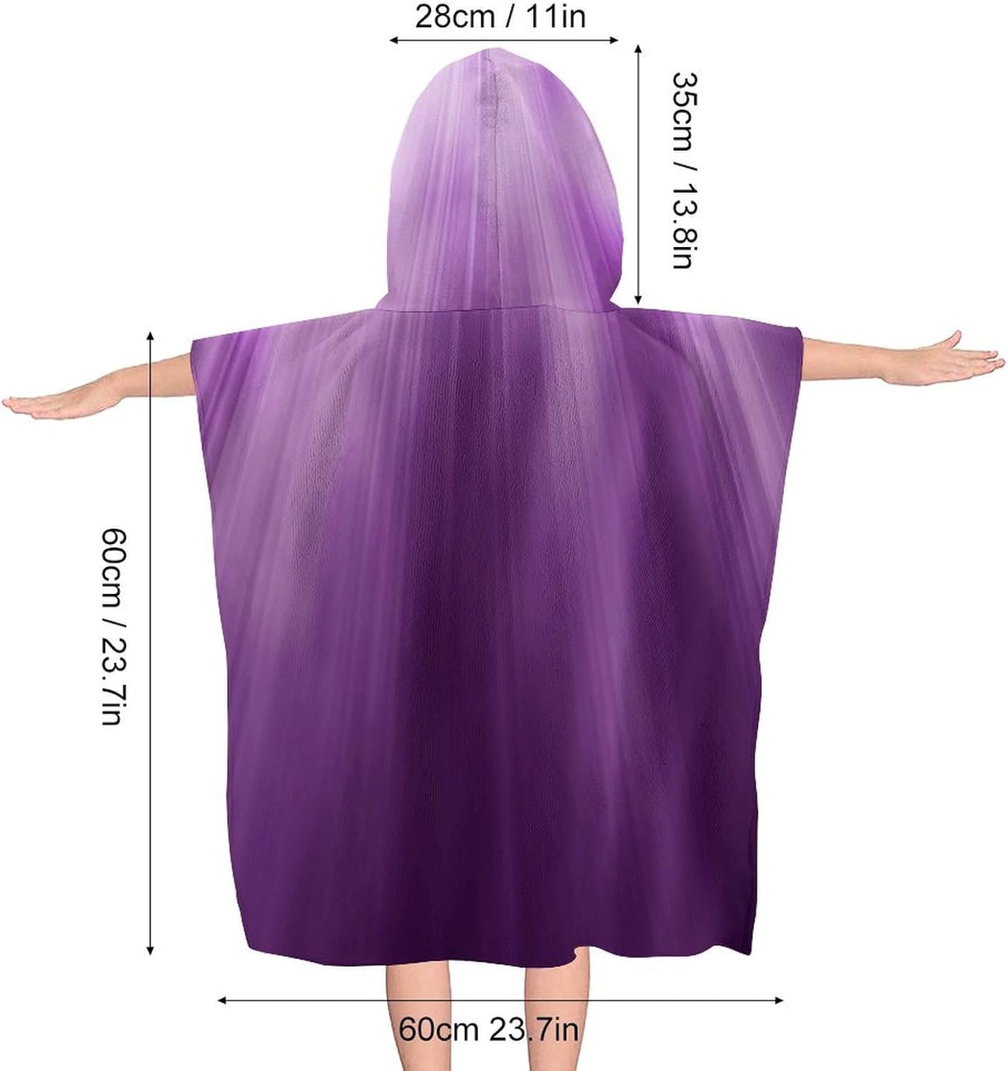 Kids Hooded Bath Towel Purple with Light Print