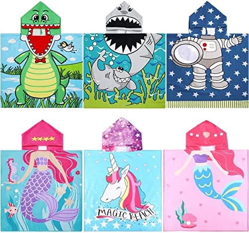 Oudain 6 Pcs Hooded Bath Towels for Kids