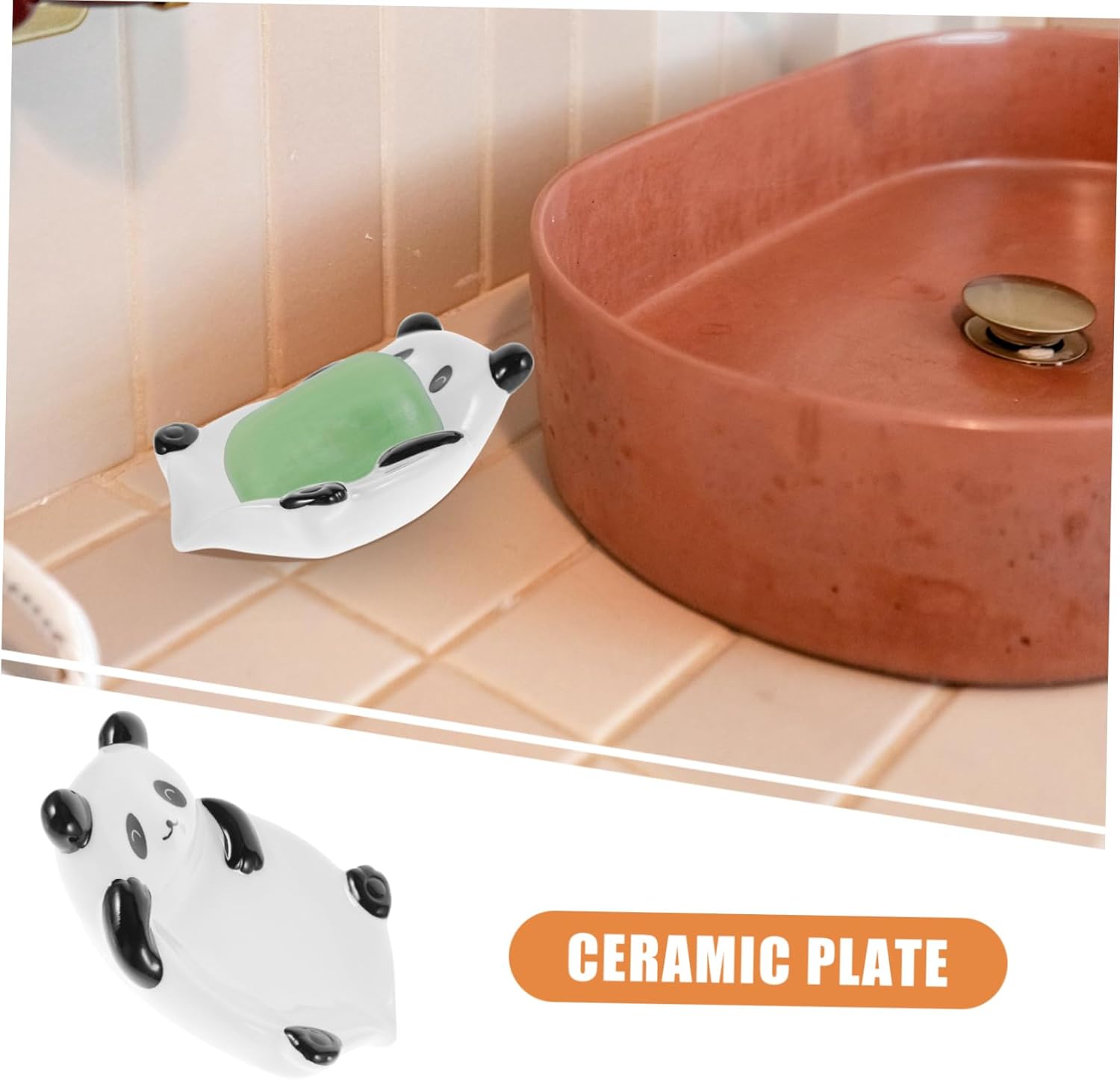 Ceramic Panda Soap Dish Drying Holder
