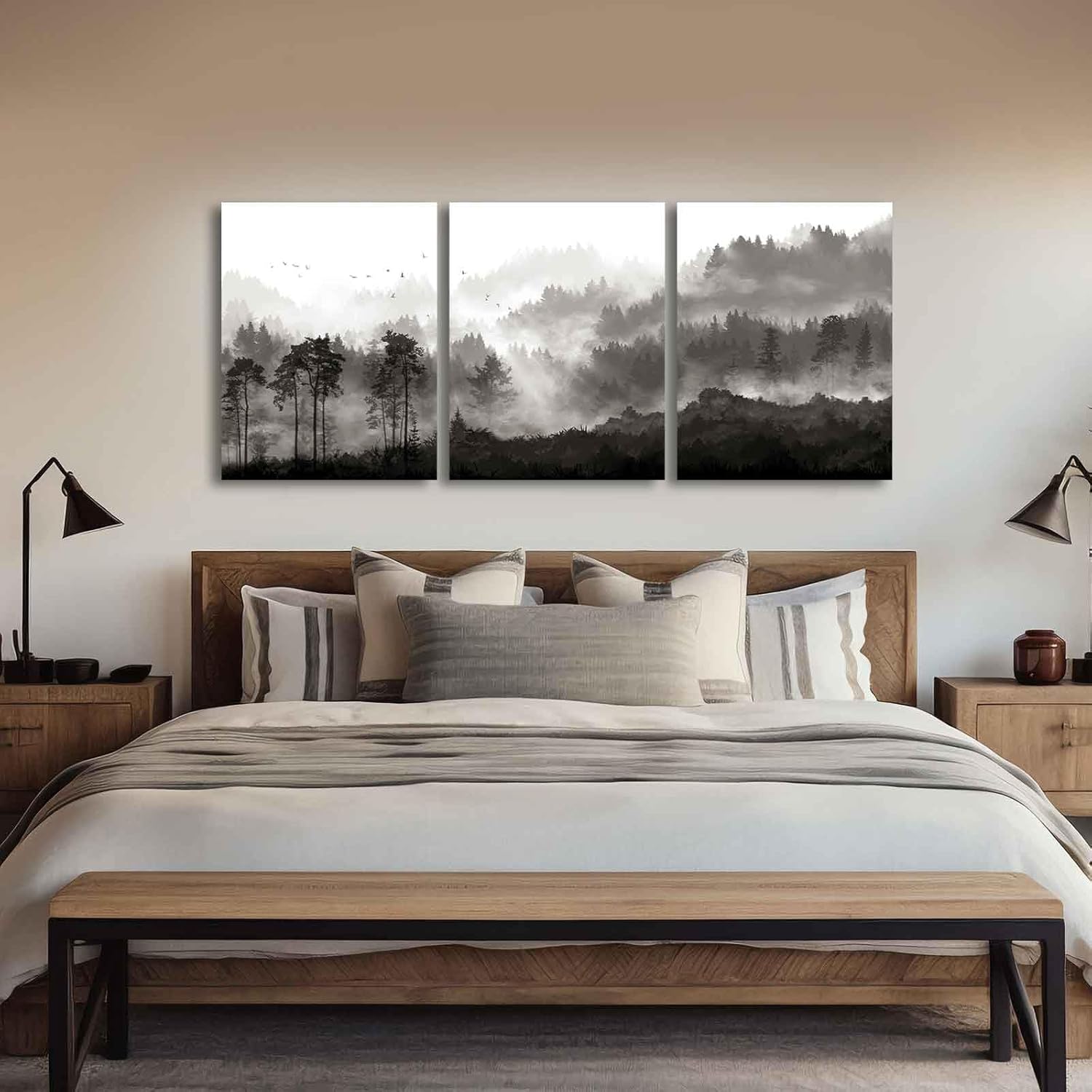 YJYart Misty Forest Wall Decor 3 Piece 12x16