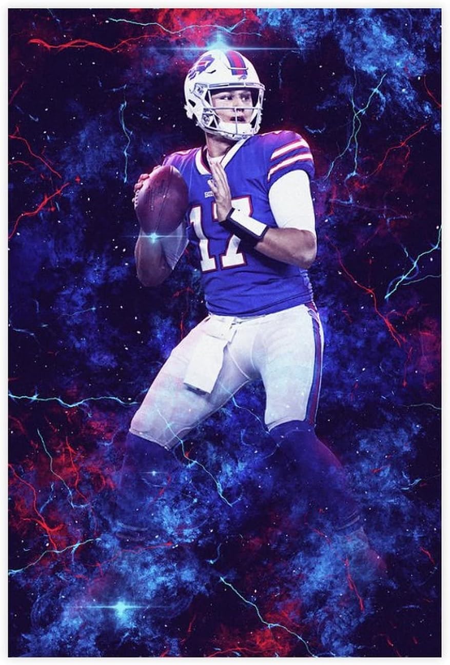 SHISHEN Josh Allen Football Art Poster 12x18 Inch