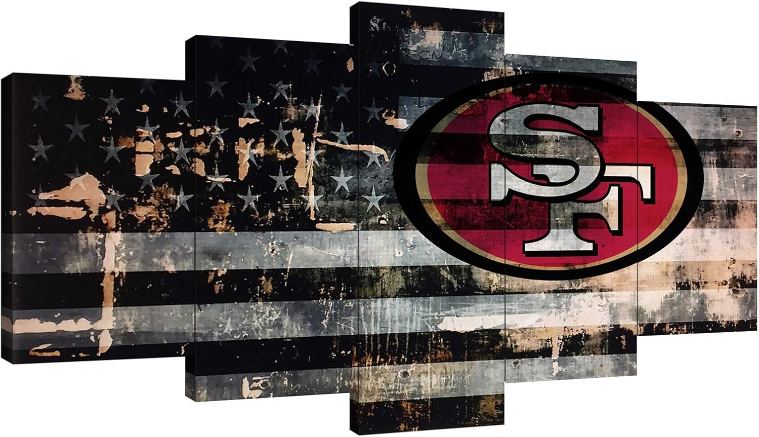San Francisco 49ers Football Poster Set 5 Pieces Framed Wall Art