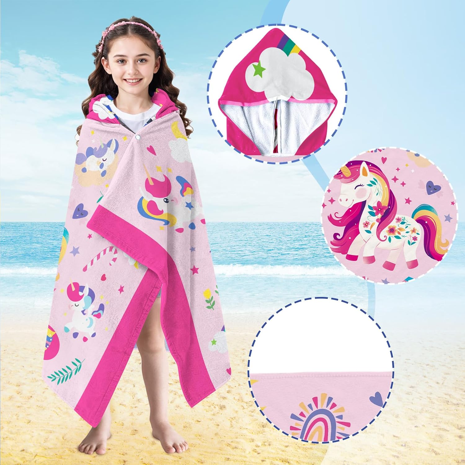 Kids Bath Towels with Hood for Girls and Boys