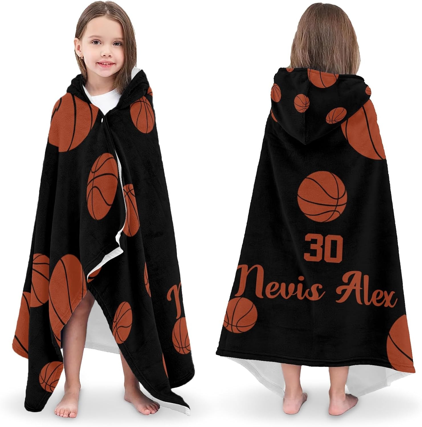 Deven Sport Basketball Personalized Hooded Bath Towel for Kids
