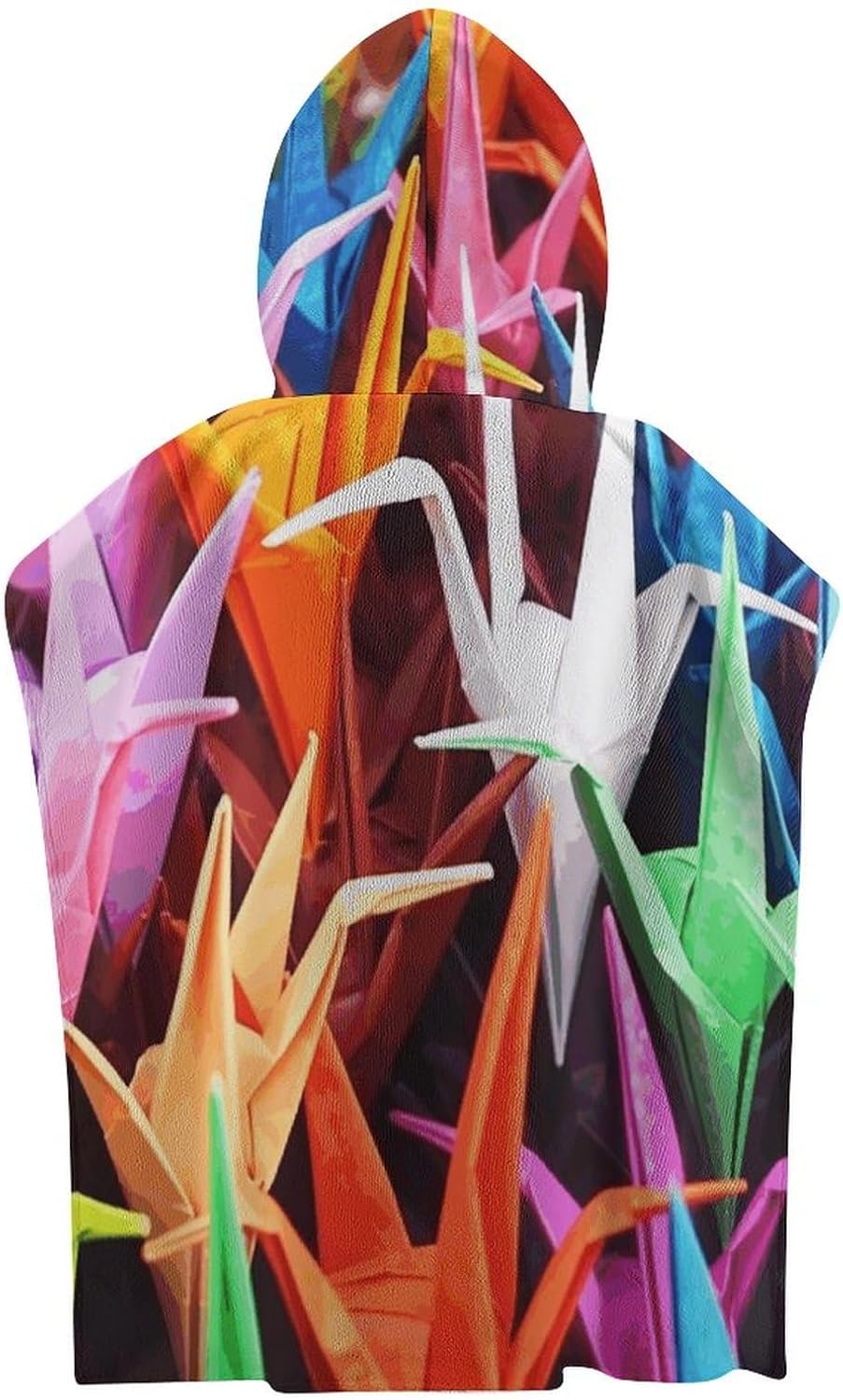 Kids Hooded Beach Towel with Origami Cranes Print