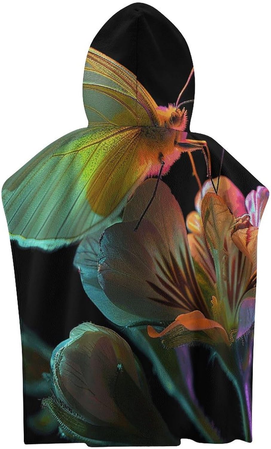 Kids Butterfly On Flower Printed Hooded Bath Towel