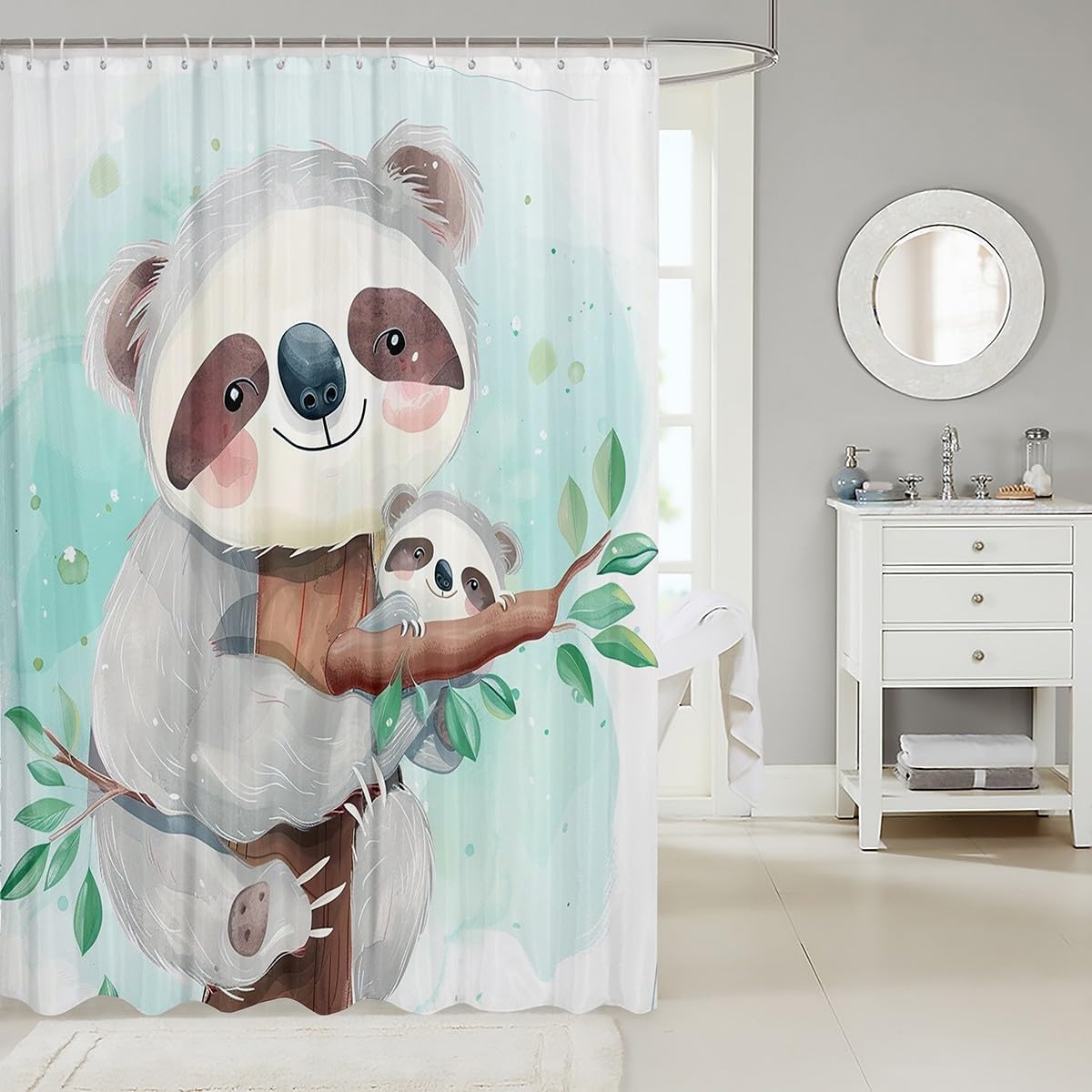 Feelyou Cute Koala Bath Curtain Set 72x72
