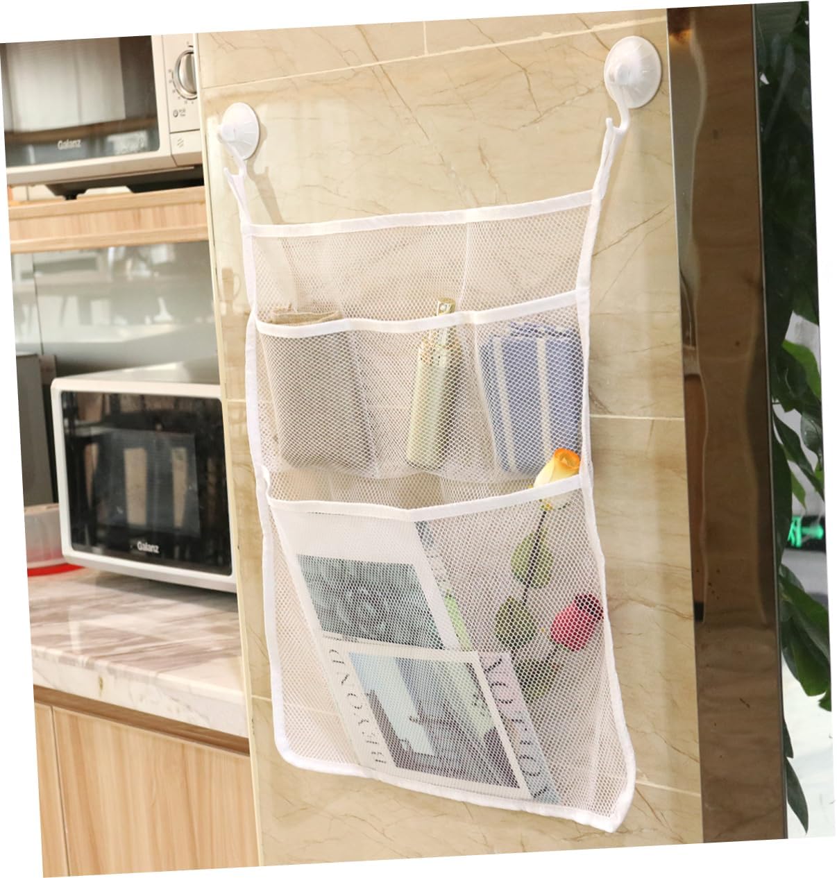 Strong Suction Cup Hooks Bathtub Storage Mesh Net Organizer Set