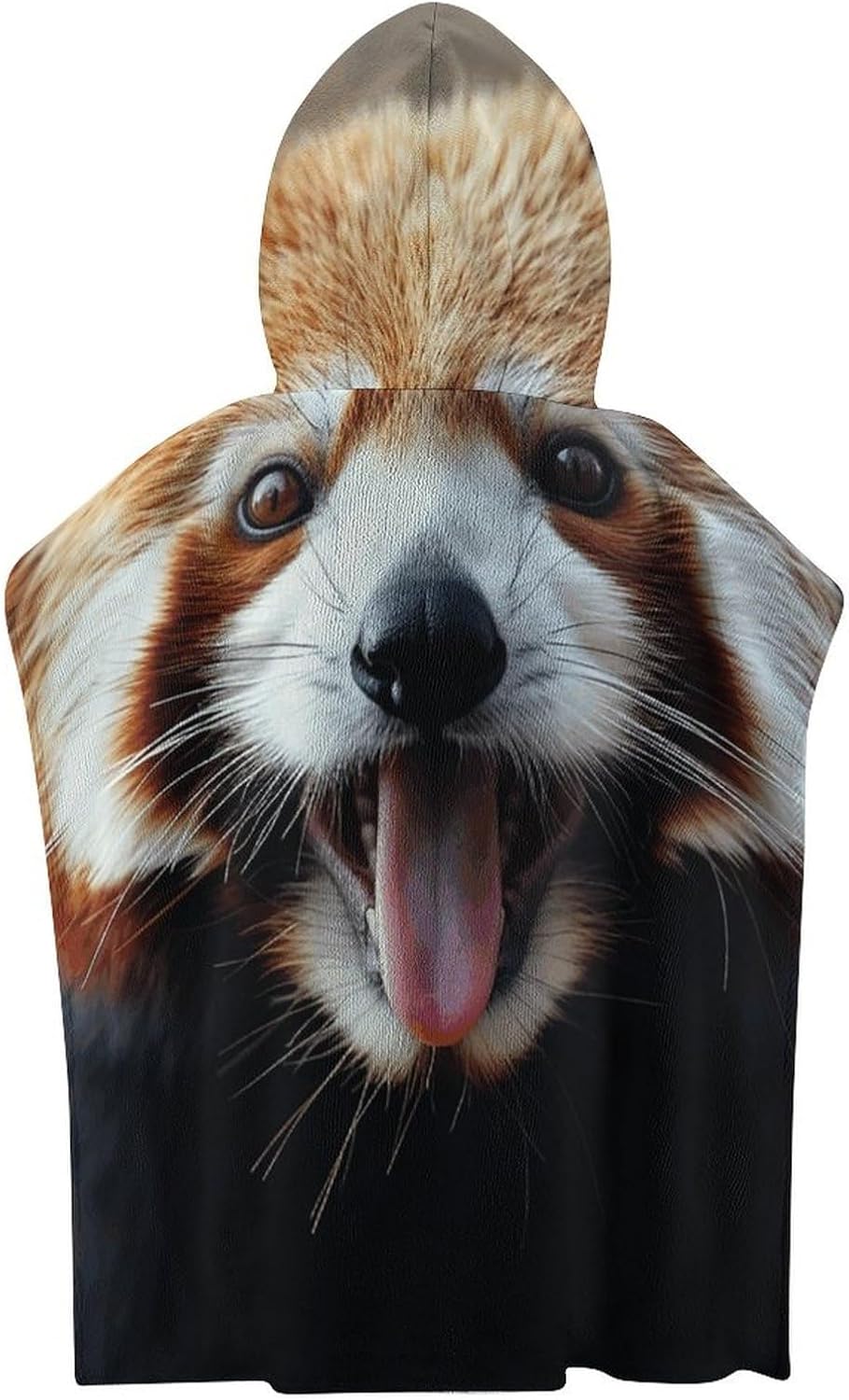 Kids Hooded Bath Towel with Sticking Out Tongue Print