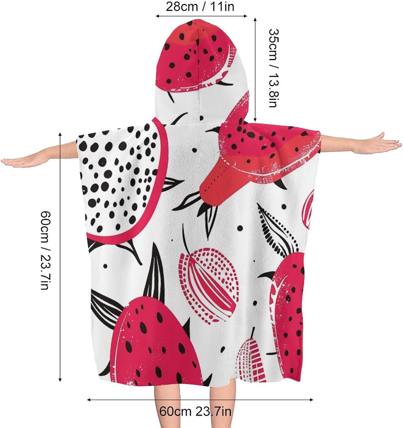 YTDRZ Dragon Fruit Pattern Kids Hooded Towel