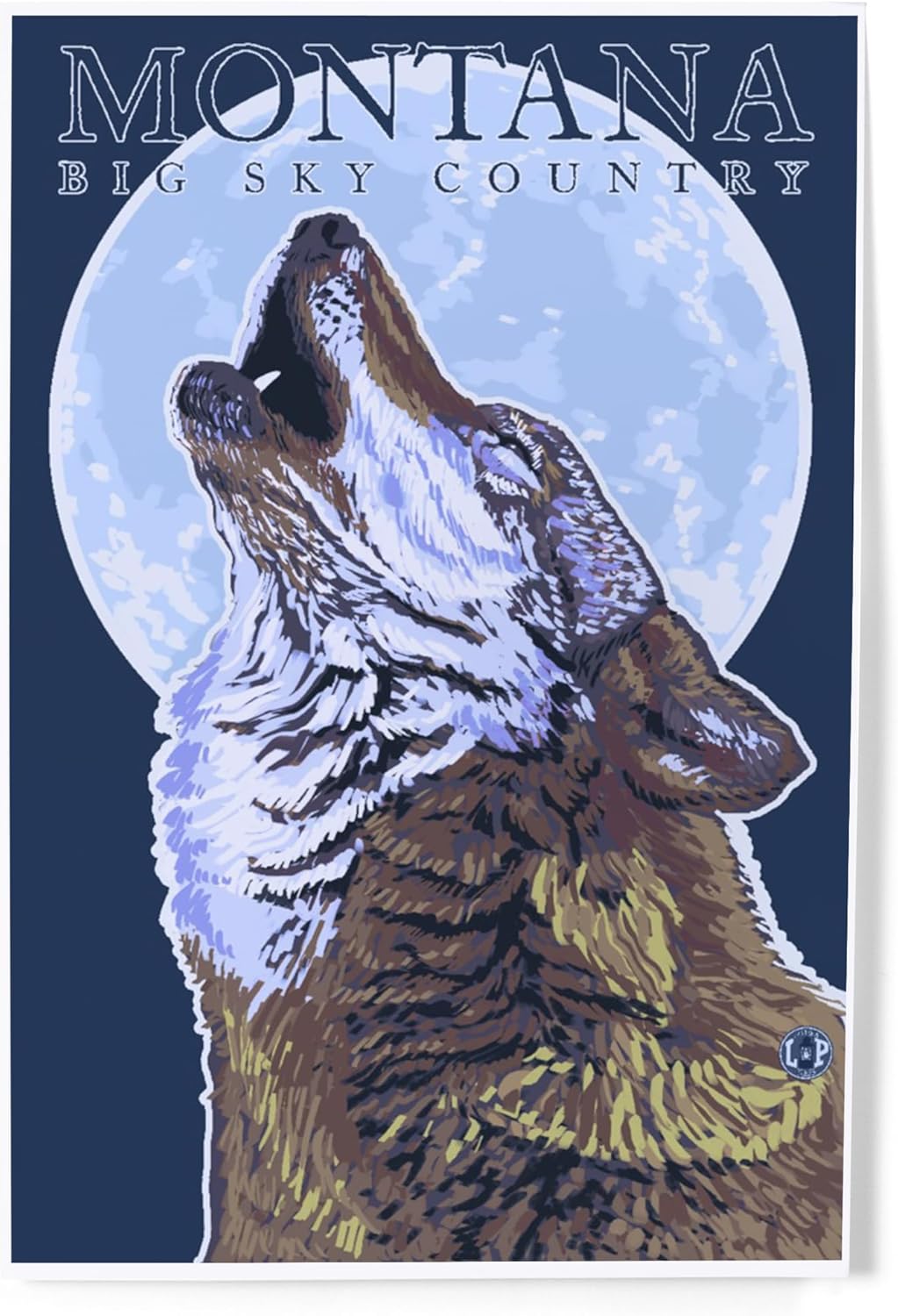 Lantern Press 8x12 Art Print Montana Big Sky Country Howling Wolf