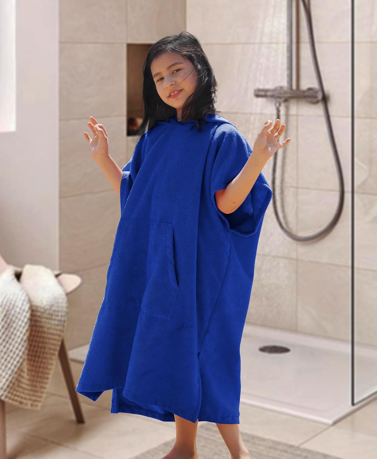 MissShorthair Kids Hooded Microfiber Towel Poncho