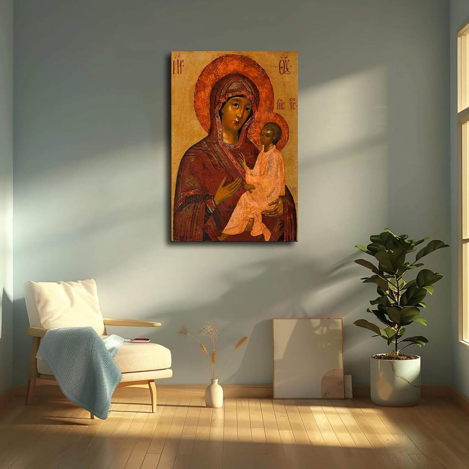 Our Lady Madonna and Child Orthodox Icon Canvas Poster Wall Art Print